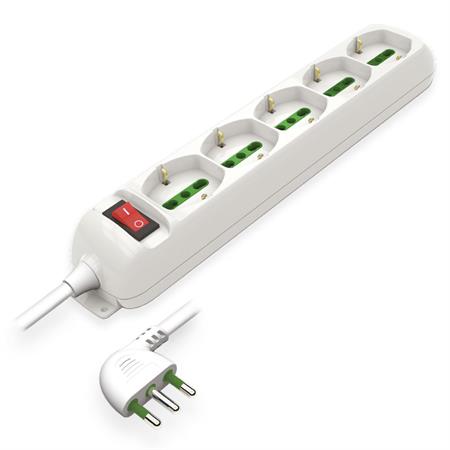 Multipresa 5 Posti Serie STANDARD universale+interruttore con cavo e spina 16A+T