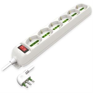 Multipresa 6 Posti Serie STANDARD universale+interruttore con cavo e spina 16A+T