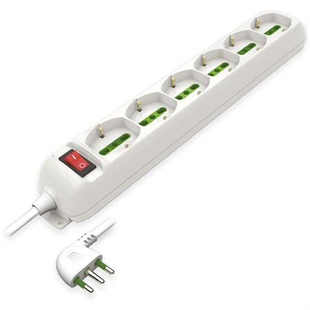 Multipresa 6 Posti Serie STANDARD universale+interruttore con cavo e spina 16A+T