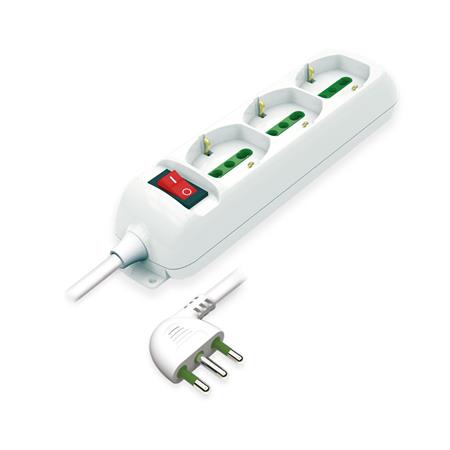 Multipresa 3 Posti Serie STANDARD universale+interruttore con cavo 3mt Spina 16A