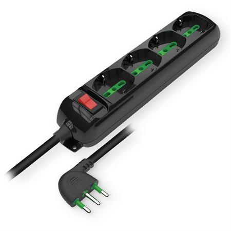 Multipresa 4 Posti Serie STANDARD universale+interruttore con cavo e spina 16A+T