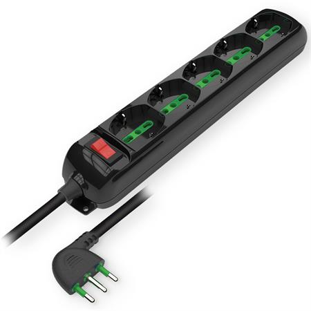 Multipresa 5 Posti Serie STANDARD universale+interruttore con cavo e spina 16A+T