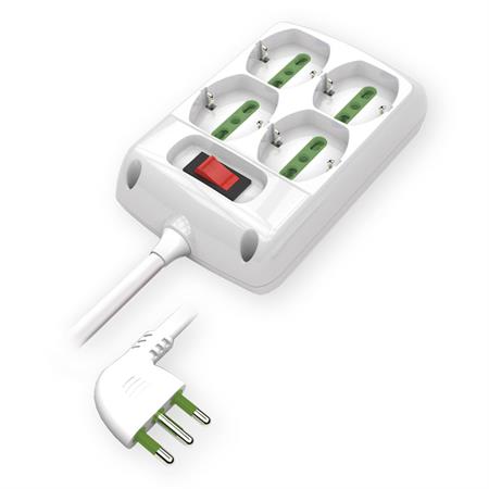 Multipresa 4 Posti Serie QUADRA universale+interruttore con cavo e spina 16A+T
