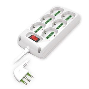 Multipresa 6 Posti Serie QUADRA universale+interruttore con cavo e spina 6A+T