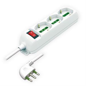 Multipresa 3 Posti Serie SAFE universale+interruttore sovraccarico con cavo e sp
