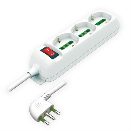 Multipresa 3 Posti Serie SAFE universale+interruttore sovraccarico con cavo e sp