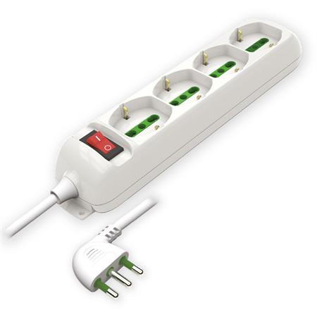 Multipresa 4 Posti Serie SAFE universale+interruttore sovraccarico con cavo e sp