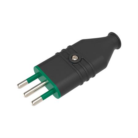 Spina antischiacciamento 10A 2P+T IN PVC Colore Nero