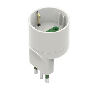 Adattatore SCHUKO 10A+T con spina Salvaspazio Colore Bianco