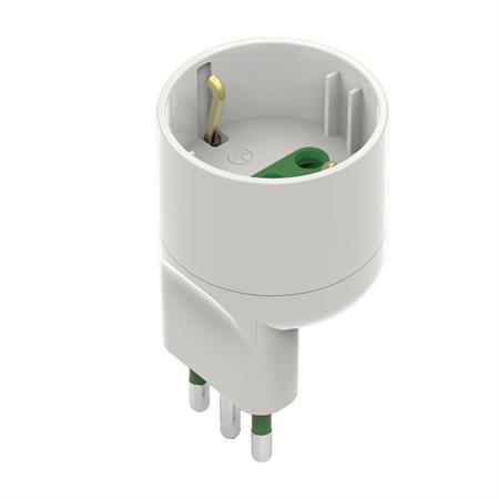 Adattatore SCHUKO 10A+T con spina Salvaspazio Colore Bianco
