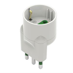 Adattatore SCHUKO 16A+T con spina Salvaspazio Colore Bianco