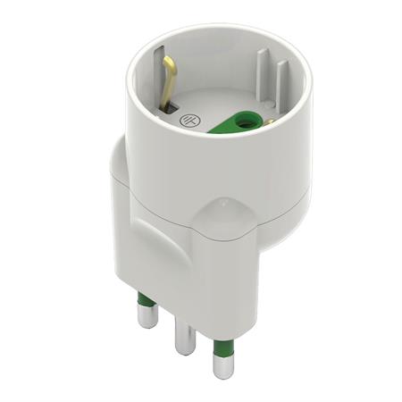 Adattatore SCHUKO 16A+T con spina Salvaspazio Colore Bianco