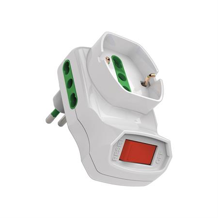 Adattatore Triplo con SCHUKO 10A+T e interruttore sovraccarico