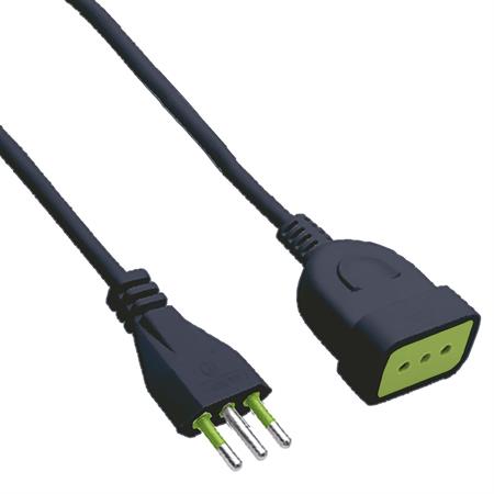 Prolunga 5mt Spina 10A+T / Presa 10A Colore Nero