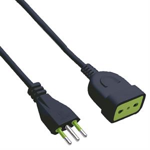 Prolunga 5mt Spina 16A+T / Presa Bipasso Colore Nero