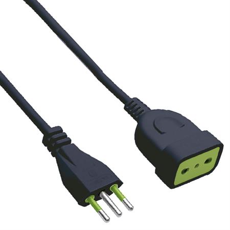 Prolunga 5mt Spina 16A+T / Presa Bipasso Colore Nero