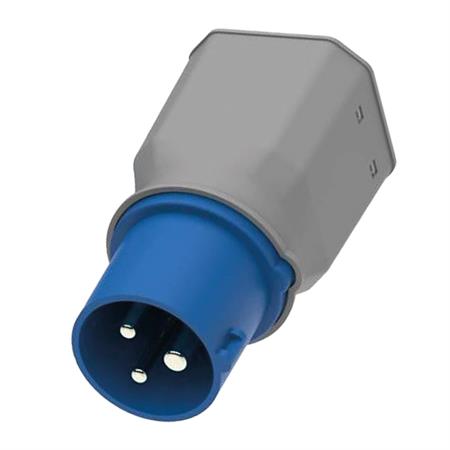 Adattatore Industriale Spina CEE 16A+T 230V. 2 prese 10/16A Colore Grigio/Blu