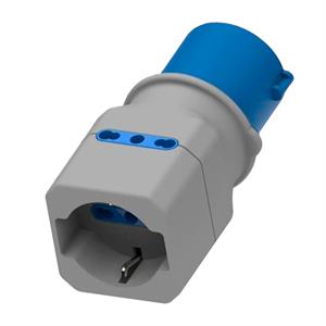 Adattatore Industriale Spina CEE 16A+T 230V TRIPLA 2 PR.10/16A+SCHUKO Colore Gri