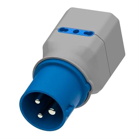 Adattatore Industriale Spina CEE 16A+T 230V TRIPLA 2 PR.10/16A+SCHUKO Colore Gri