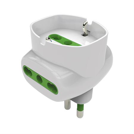 Adattatore Triplo con SCHUKO 16A+T con spina Centrale Colore Bianco