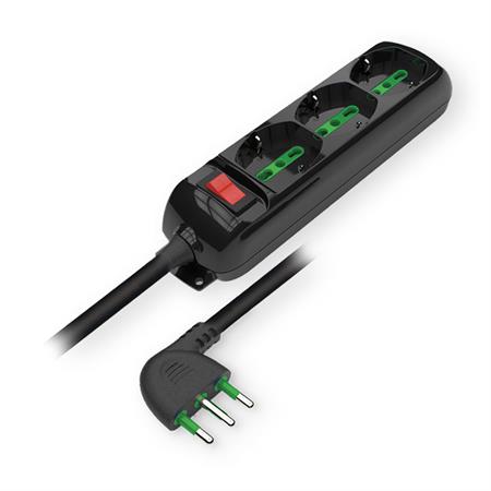Multipresa 3 Serie STANDARD Posti universale+interruttore con cavo e spina16A+T