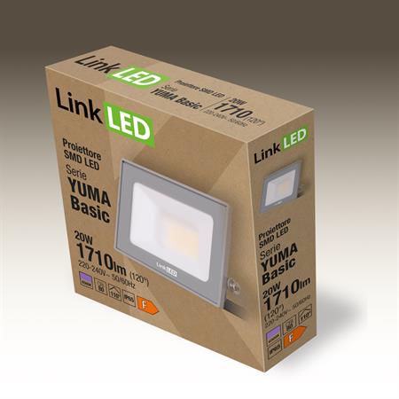 Proiettore YUMA BASIC 20W SMD 6500K IP65 Colore Grigio