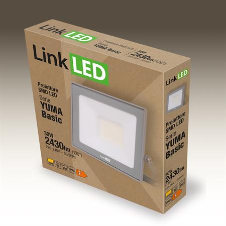 Proiettore YUMA BASIC 30W SMD 3000K IP65 Colore Grigio