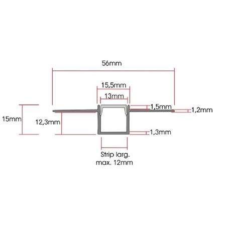 Profilo da incasso Trimless in alluminio con schermo opale 2m