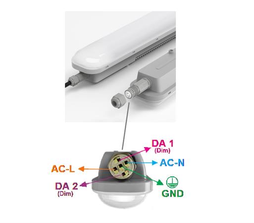 Plafoniera lineare LED DALI 50W 7150lm 4000K 150cm IP65 Linkable