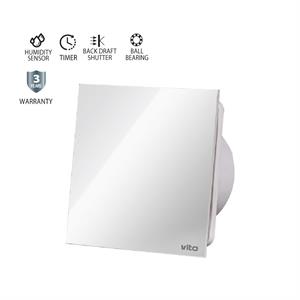 Aspiratore da bagno 12W vetro bianco F100mm sensore di umidità e timer